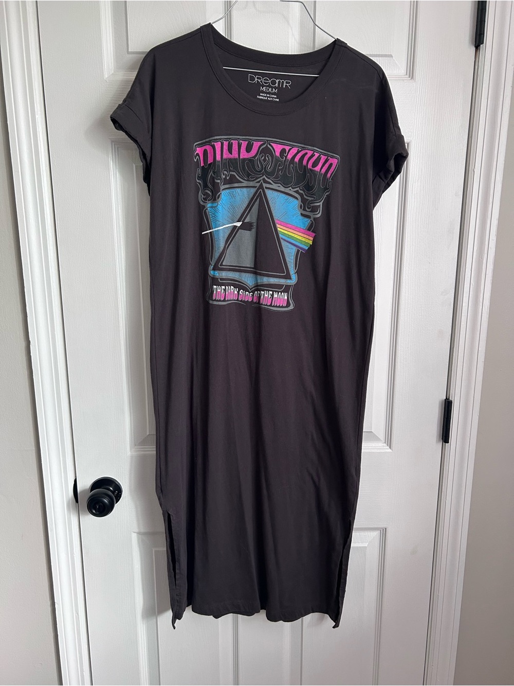 Dreamr Pink Floyd Dark Side of the Moon Graphic T-Shirt Dress Size Medium